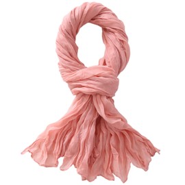 Belsen Summer Cotton Blend Crinkle Vintage Soft Scarf Fashion Solid Scarf Wrap Shawl (Peach Powder)