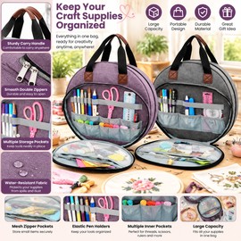Embroidery Storage Bag for Sewing Supplies – Multi-Pocket Foldable Craft Organizer Tote for Threads, Needles & Tools