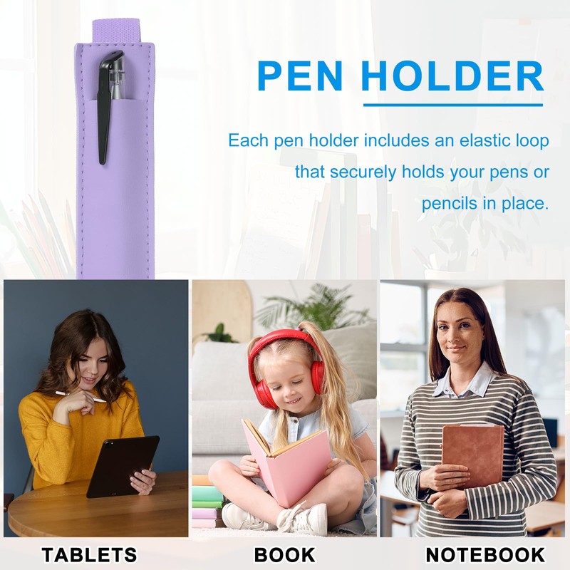 uxcell 4 Pcs Adjustable Pen Loop Holder for Notebook, PU