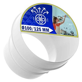 Ducting Reducer for Exhaust Air Hose Pipe Ø100/125 mm with The Original Code 481281718049 - Warranty 10 Years - MONTERAL