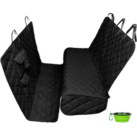 Tapiona XXL Extra Wide (63”) & Extra Long (94”) with Floor Coverage Dog Seat Cover for Trucks, SUVs & Cars – Heavy Duty, Pet Hammock, Washable + Pet Travel Bowl