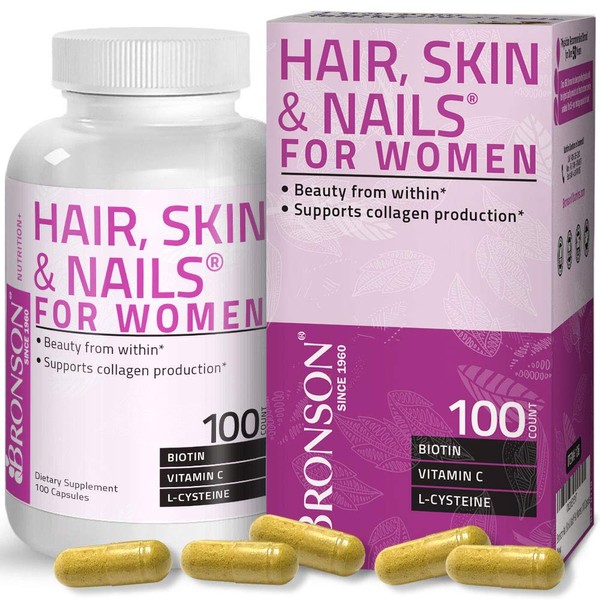 Hair, Skin & Nails with Biotin Extra Strength Vitamin Supplement for Women, 100 Capsules