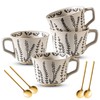 Noevany Ceramic Latte Mug Set of 4 with Gold Spoon,