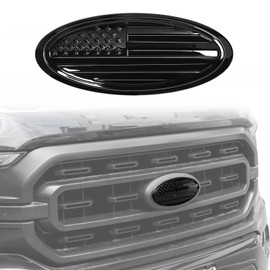 BESTAOO 9.5 Inch Front Grille Rear Tailgate Emblem Compatible with 2015-2024 Ford F150,Overlay American Flag Decals Exterior Accessories, Black