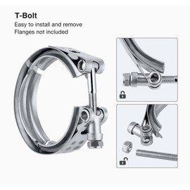 Fits 3" Inch V-Band Clamp and Male+Female Flange Kit Mild Steel Exhaust Downpipe