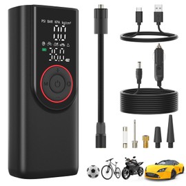JOYI YAN Portable Air Compressor, 150PSI 6000mAh Electric Cordless Air Pump with Pressure LCD Digital Gauge & LED Light, Auto Tyre Pump for Car, Motorcycle, Bike, Ball