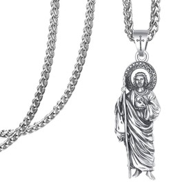 KATHLU Saint Jude Necklace Sterling Silver St Jude Necklace for Men Women Catholic Religious Necklaces…