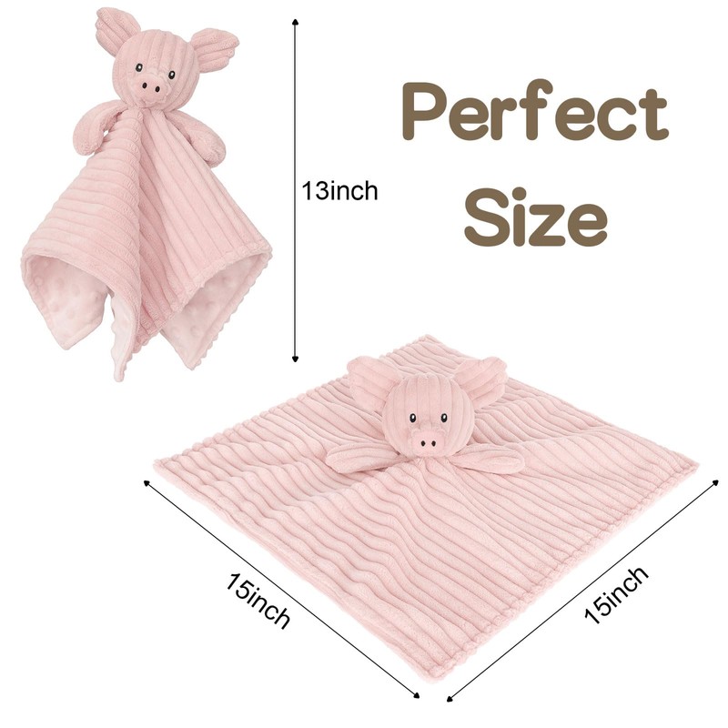 BEILIMU Baby Security Blanket, Soft Pig Lovey Blanket, Baby Snuggle