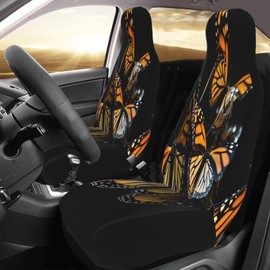 ANFXIEDU Monarch Butterflies 1 Car Seat Covers, 2pc Car Seat Covers Front Seats Protector for Cars Car SUV Sedan Truck