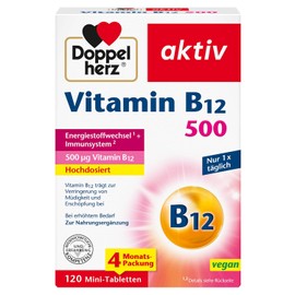Doppelherz Vitamin B12 500 | High dose with 500 μg vitamin B12 per tablet - 120 mini tablets
