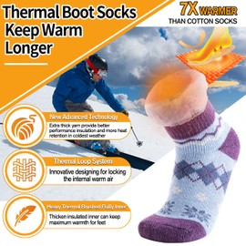 Welwoos Heated Thermal Socks for Women & Men Warm Thick Winter Ski Boot Insulated Stocking Stuffers Gift Socks 3 Pairs(Nordic,M)