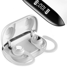 G X9 Wireless Earbuds Bluetooth 5.0 IPX5 Waterproof, Noise Cancelling Earbuds with Graphene Composite Diaphragm, UV Sterilizing Lamp, LED Display Case, 3 Ear Clips, USB-C Headphones for Sport, White