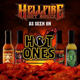 Hellfire Hot Sauce Hot Ones Gift Pack - Gourmet Hot Sauce Variety Pack With 4 Extreme Flavors Featured on Hot Ones TV Show (Four 5 oz. Bottles)