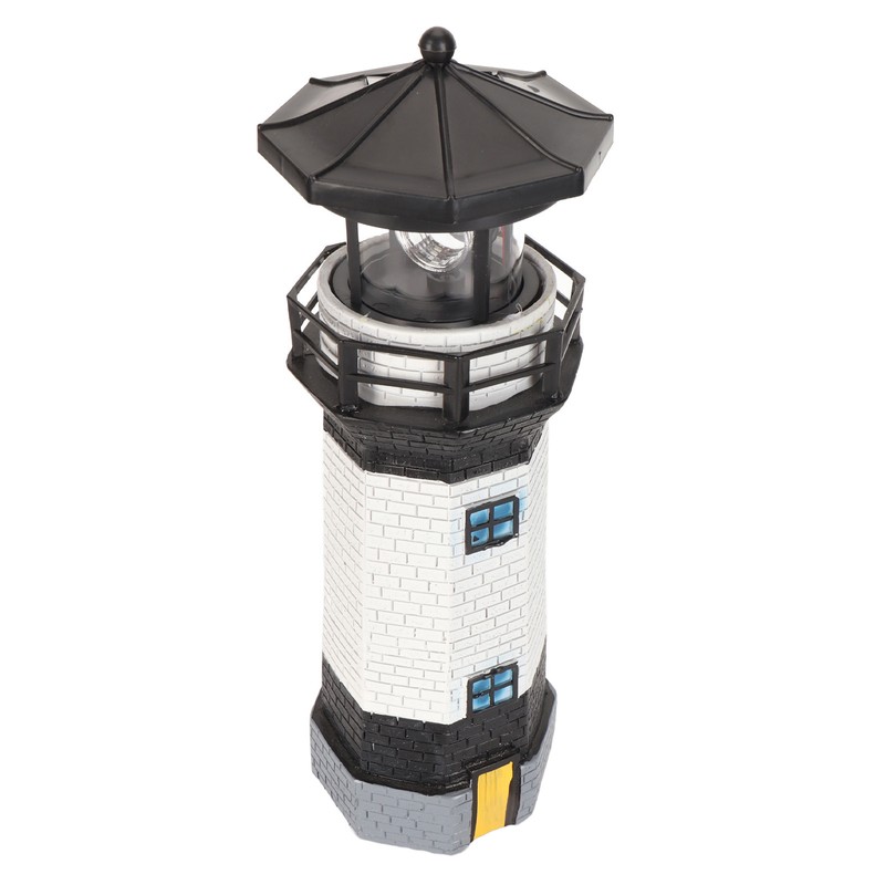 Solar Lighthouse 360 Degree Rotating Lighthouse Decoration Fadeless Resin LED