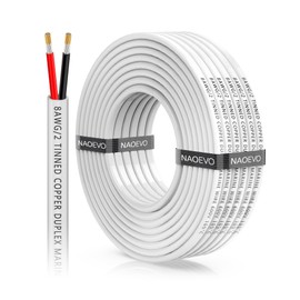 NAOEVO 8 Gauge Marine Wire Duplex, 8 AWG Stranded PVC Marine Electrical Wire, Waterproof/Corrosion Resistant/Tinned Copper Electrical Cable for Boat/Automotive/RV/Solar (30FT)