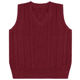 Voqeen Womens Sweater Vest Sleeveless Pullover Jumpers Knitted V Neck Stylish Loose Knitwear Tank Tops for Modern Ladies Girls (Wine, M)