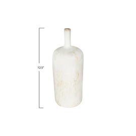 Creative Co-Op Large Cream Stoneware Green Accents & Reactive Glaze Finish (Each one Will Vary) Vases, White