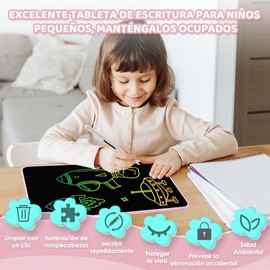 HomeChi Pizarra Mágica LCD a Color de 16 Pulgadas, Pizarra para Dibujar a Mano Recargable por USB, Pizarra Electrónica a Color Borrable con Cerradura, Regalo de Cumpleaños para Niños y Niñas, Rosa
