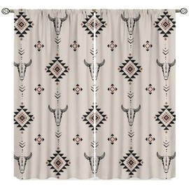 Yearn Jear Aztec Curtains,Southwestern Ethnic Geometric Window Treatments for Living Room,Tribal Navajo Boho Native American Pattern Drapes 2 Panel Set,42x45 in Blackout