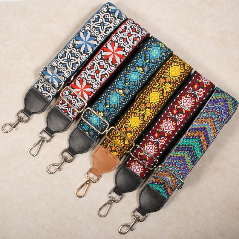 Bag Strap Crossbody Handbag Straps, Jacquard Embroidered 2" Wide Soft