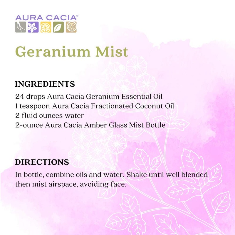 Aura Cacia 100% Pure Geranium Essential Oil | GC/MS Tested