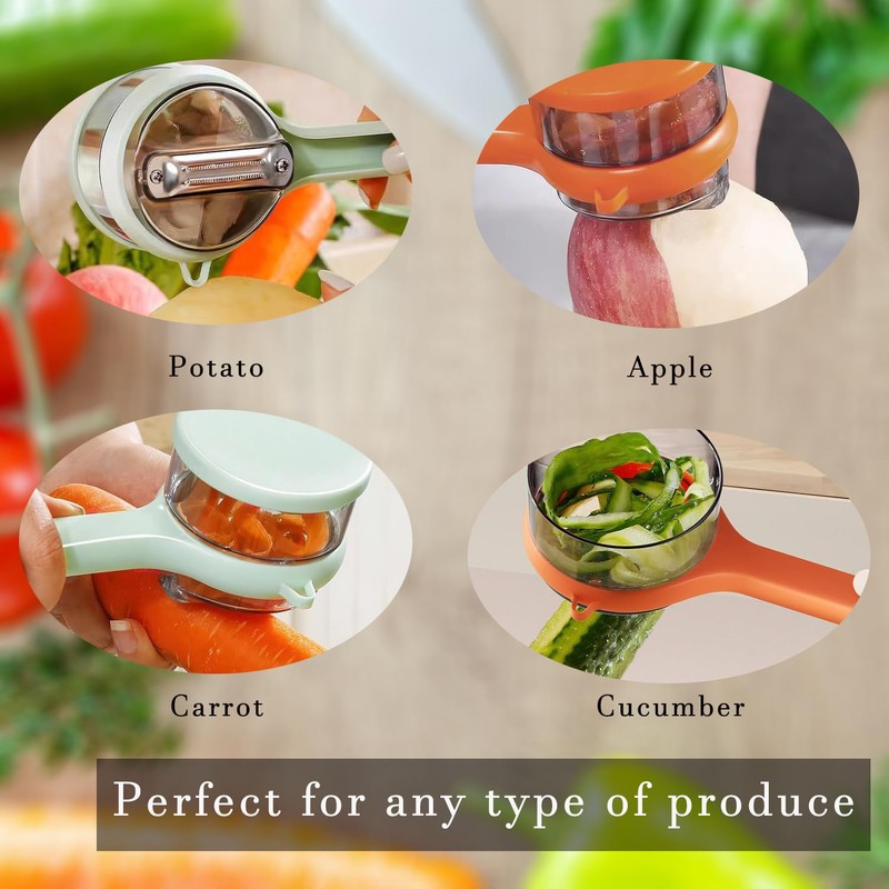 Vegetable Peeler with Container Double Sided Stainless Steel Blade Easy