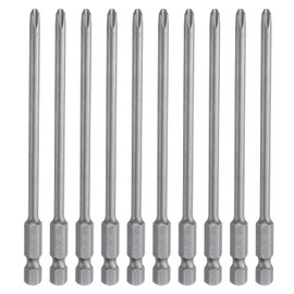 sourcing map 10pcs #2 Phillips Screwdriver Bit PH2 1/4" Hex Shank 4.33" (110mm) Long Magnetic S2 Steel Industrial Grade Screw Driver Bit Cross Head Electric Drill Bits 0.157" (4mm) Rod