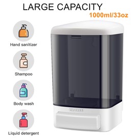 CATTREES Manual Soap Dispenser,Commercial Soap Dispenser Wall Mounted for Bathroom Kitchen Hotel,Hand Sanitizer Dispenser Wall Mounted Liquid Gel Soap Dispenser (2 Pack (Manual 1000ml/33oz))