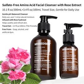 MISSEDSEN Face Wash for Women Hydrating Facial Cleanser Daily Cleansing & Makeup Remover Gentle Face Cleanser Non-Comedogenic for Normal To Dry Skin & Sensitive Skin 10.1Fl oz & 3.4Fl oz