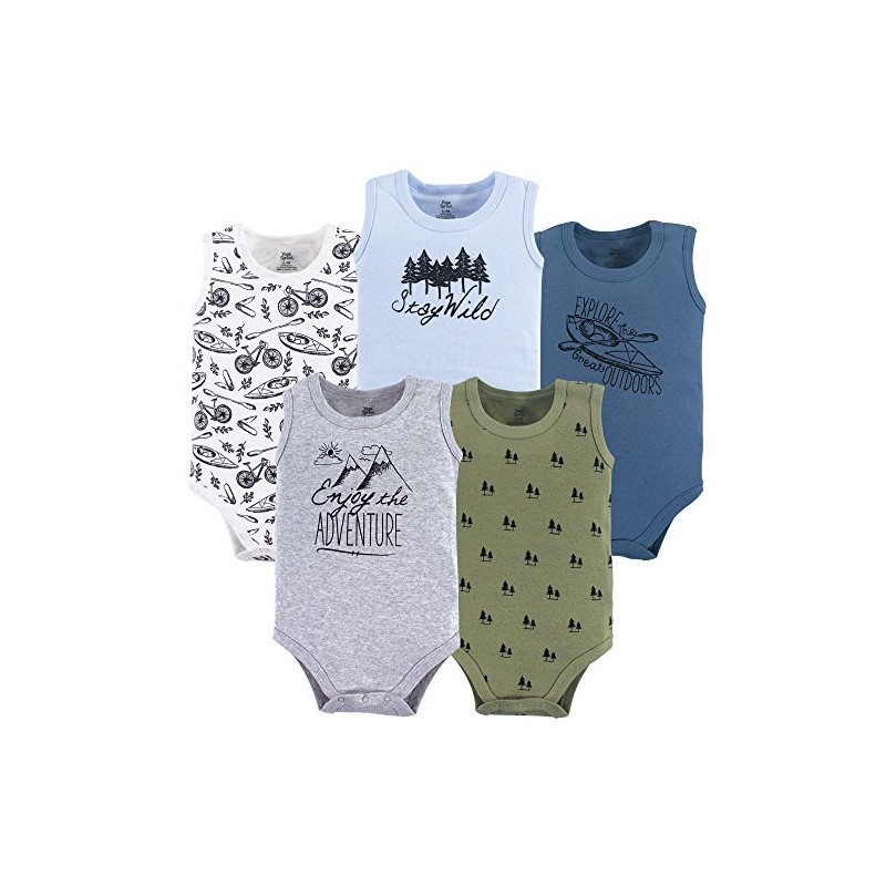 Yoga Sprout Unisex Baby Cotton Bodysuits, Adventure, 0-3 Months