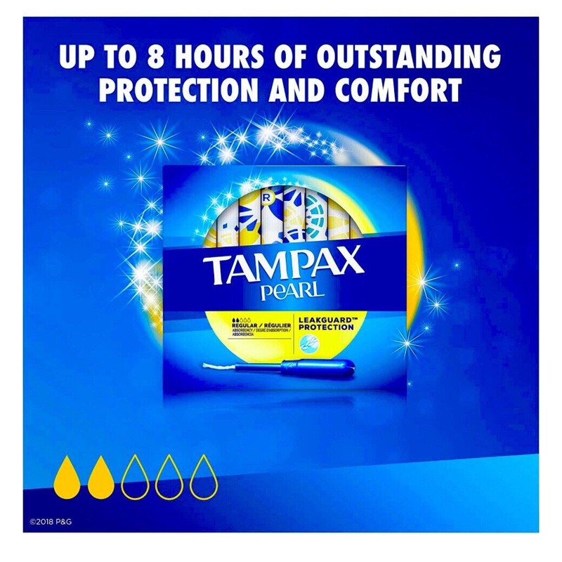 Tampax Pearl REGULAR Flow,Plastic Disp’ Tampons Unscented 36ct LEAKGUARD Protect