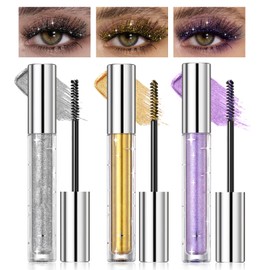 DAGEDA 3 Colors Glitter Mascara, Quick-dry Diamond Sparkly Mascara for Eyelashes, Long Lasting Curling Volumizing Mascara Makeup, Lightweight Colored Mascara Makeup Suitable for Party,Stage,Festival