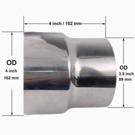 Atokrtact 3.5"OD - 4"OD Exhaust Pipe Reducer Adapter 304 Stainless Steel for Universal Car Connector (3.5"OD - 4"OD)