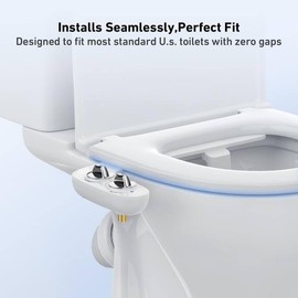 Bidet Toilet Seat Attachment, Non Electric, Self Cleaning Dual Nozzles for Front and Rear Cold Water Wash, Adjustable Water Pressure, Hygienic Bidet Attachment