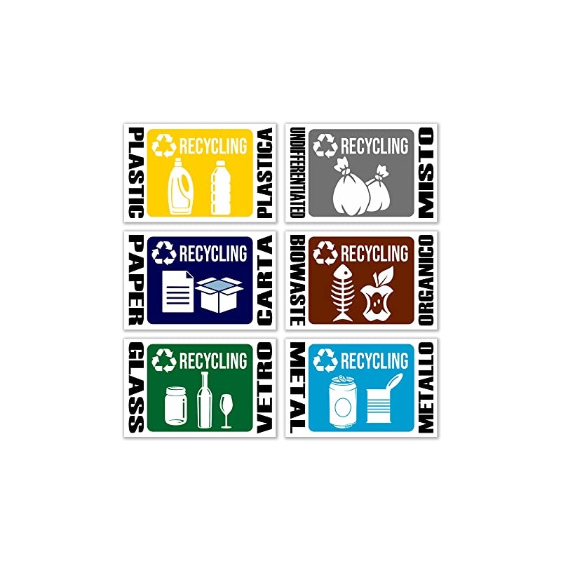 GamesMonkey® - Stickers Separate Collection Small Recycling Waste Rubbish v1