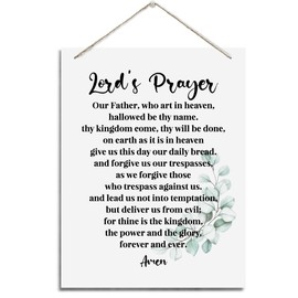 Inspirational Wall Decor, Decorative Hanging Wood Signs, Religious Wall Decor, Christian Artwork for Home Farmhouse Decor, Lord's Prayer Wall Sign- Our Father, who Art in Heaven, Hallowed be Thy Name