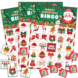 OHOME Christmas Games | Christmas Bingo for Kids - 24 Players Christmas Crafts Party Favors Supplies for Families - Kids Xmas Gifts Bulk for Boys Girls | Stocking Stuffers for Kids Toddler