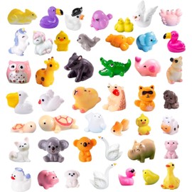 HoldOneLight 45 Pcs Mini Resin Animals 45 StylesTiny Sea Resin Animals Figurines Bulk for Fairy Garden Miniature Dollhouse Accessories Hide Crafts Decor (45PCS-A)