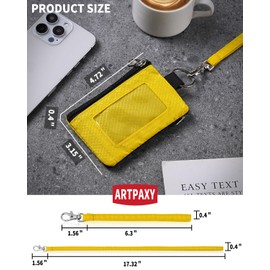 Artpaxy Minimalist Wallet For Mens Womens, Keychain RFID Blocking Zipper Small Wallet with ID Window 2 Lanyards,Water Resistant Travel Cash Card Coin Case Boys Girls