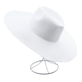 VASANA Straw Hat Women Wide Brim Foldable UV Protection Plain Beach Hat Sun Visor Straw Hat Summer Beach Hat Black, White