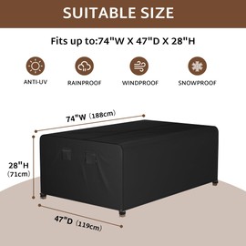 iBirdie Outdoor Patio Furniture Set Covers 74 x 47 inch Waterproof Weatherproof Rectangular Cover, Heavy Duty 600D for Outside Dining Table and Chairs