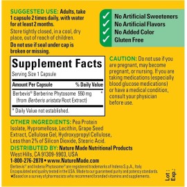 Nature Made Better Absorption Berberine Phytosome 60 Capsules 2 Bottles