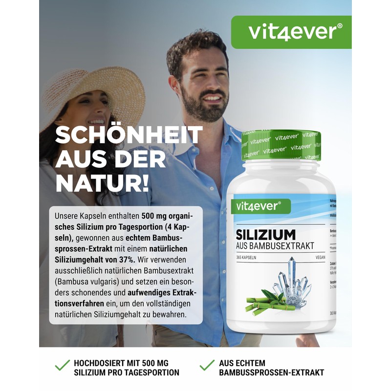 vit4ever Silicon - 365 Capsules - 500 mg Organic Silicon