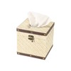 TOLIDA PU+ Wood Square Tissue Box Cover - Retro Household Cube Tissue Box Holder Organizer, Tissue Paper Dispenser for Bathroom, Apricot
