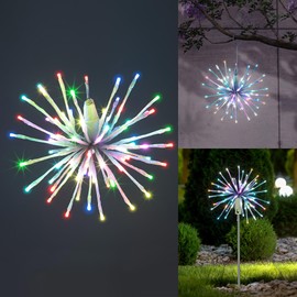 12" Starburst Lights 80 LED Firework Lights with Remote Control Lighted Hanging Fairy Light Ball Decorations for Christmas Party Home White Branch