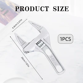 Vierone 1 PCS Adjustable Spanner Wrench 6-68 mm Opening Wide jaw Adjustable Spanner with Short Handle Ultra-Thin Adjustable Wrench Tap Plumbing Basin Wrench Hand Tools for Bathroom Washbasin