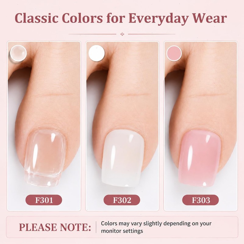 3 Colors Pink Clear White Poly Gel Nail Kit for