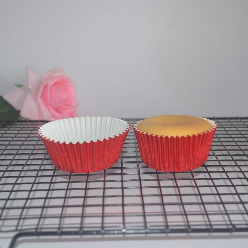 Huaswan Bright Red Foil Cupcake Liners Standard Sized Baking Cups
