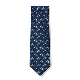 Alynn Men's 100% Silk Blue Derby Winner's Circle Horse Racing Necktie Tie Neckwear