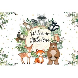 Woodland Baby Shower Banner Backdrop 7x5ft Welcome Little One Baby Shower Party Banner Woodland Animals Photos Girls Boys Baby Shower Banner Woodland Gender Reveal Green Eucalyptus Leaves Backdrop
